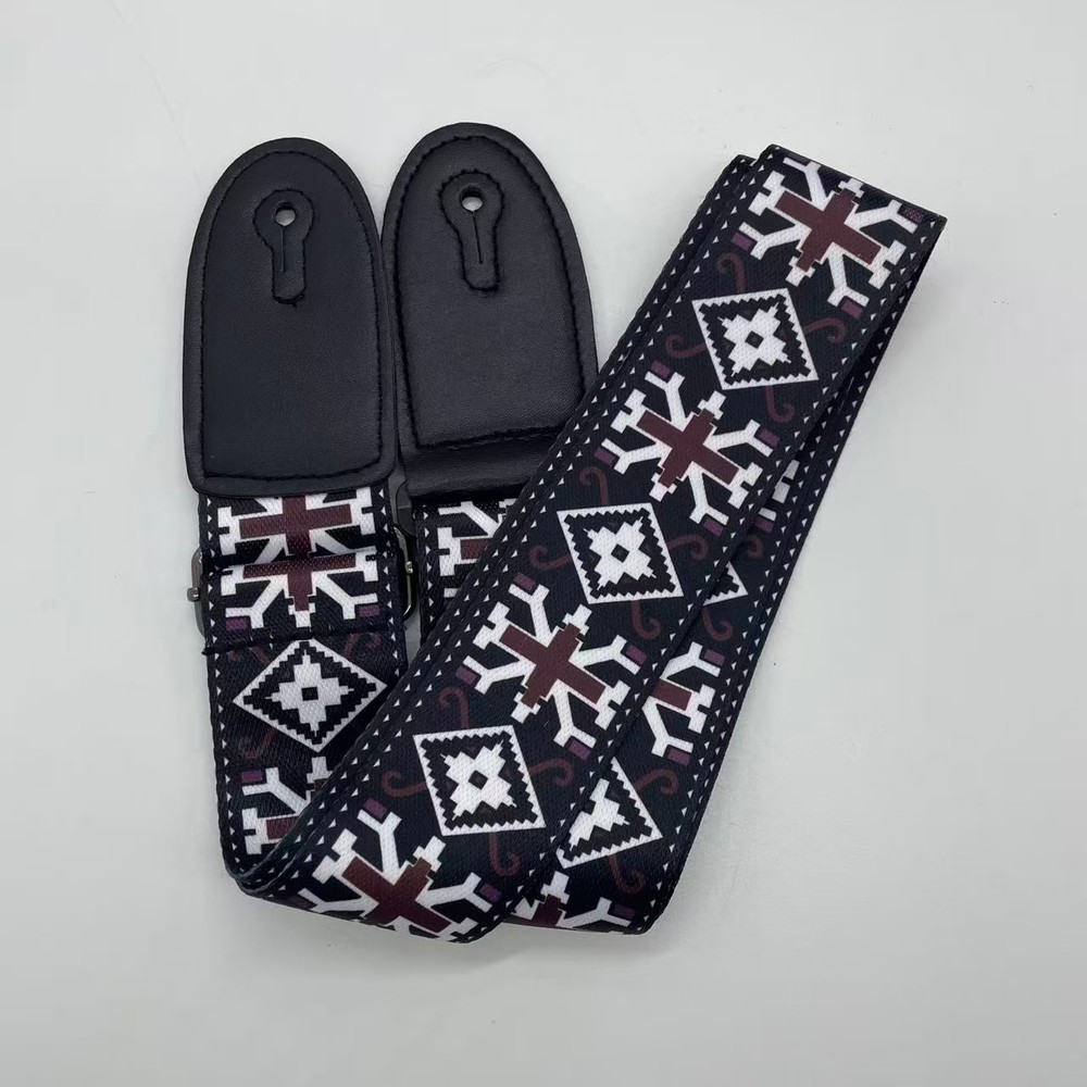 Black checkered pattern guitar strap, highly functional, currently on sale