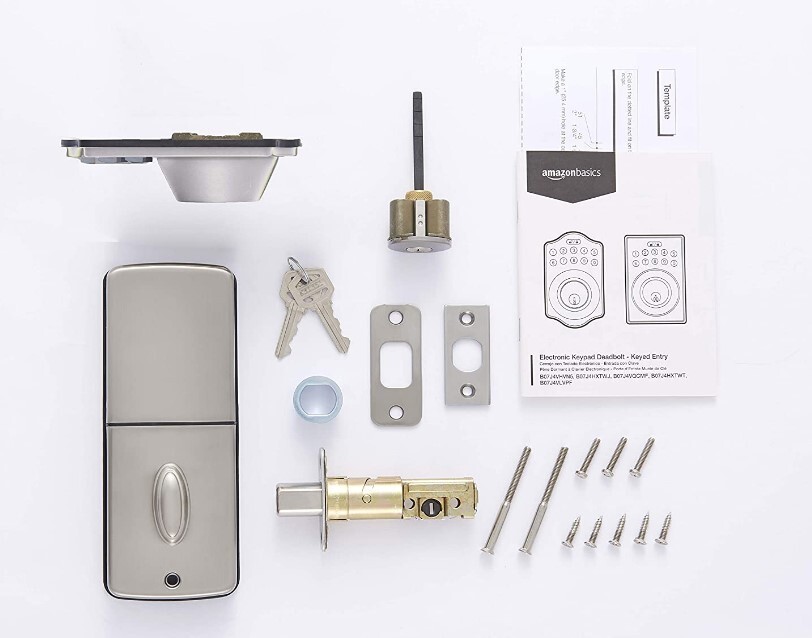 Amazon Basics Traditional Electronic Keypad Deadbolt Door Lock Satin Nickel