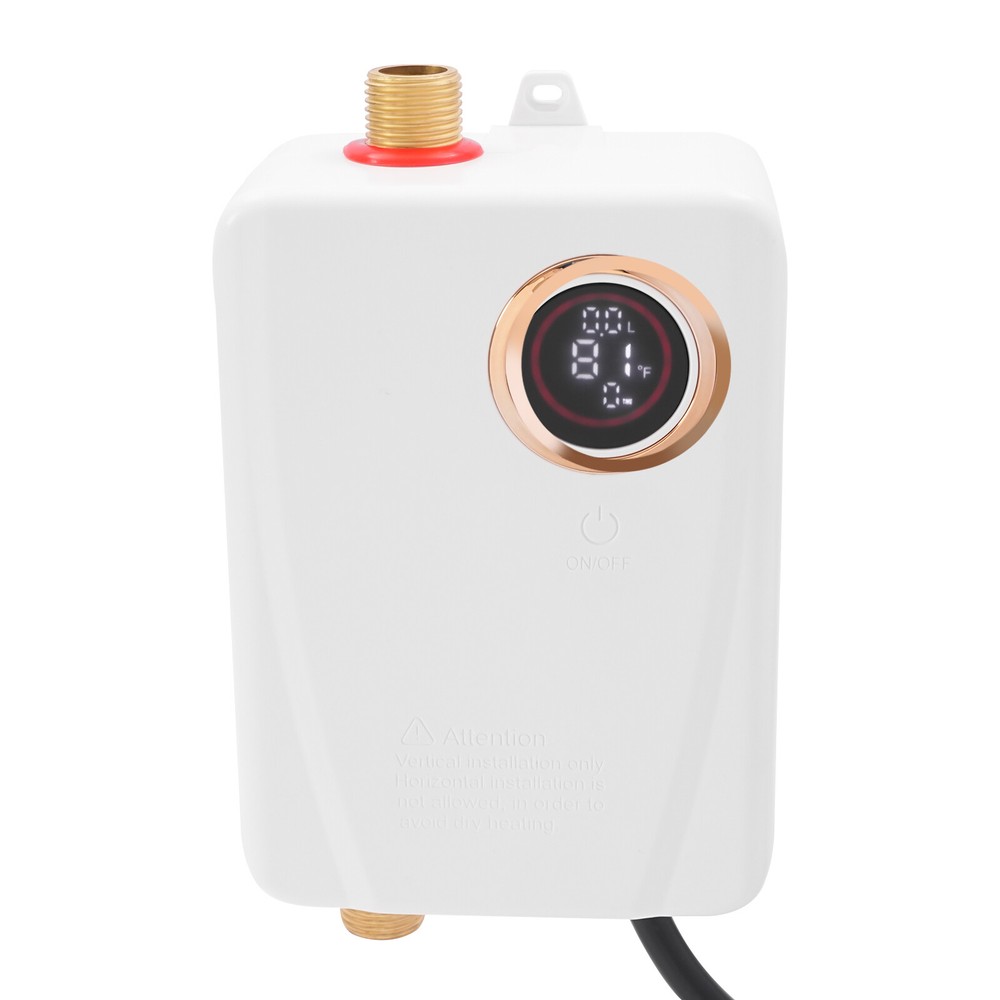 3KW Electric Tankless Water Heater Instant Hot Shower Kitchen Heater LED Display