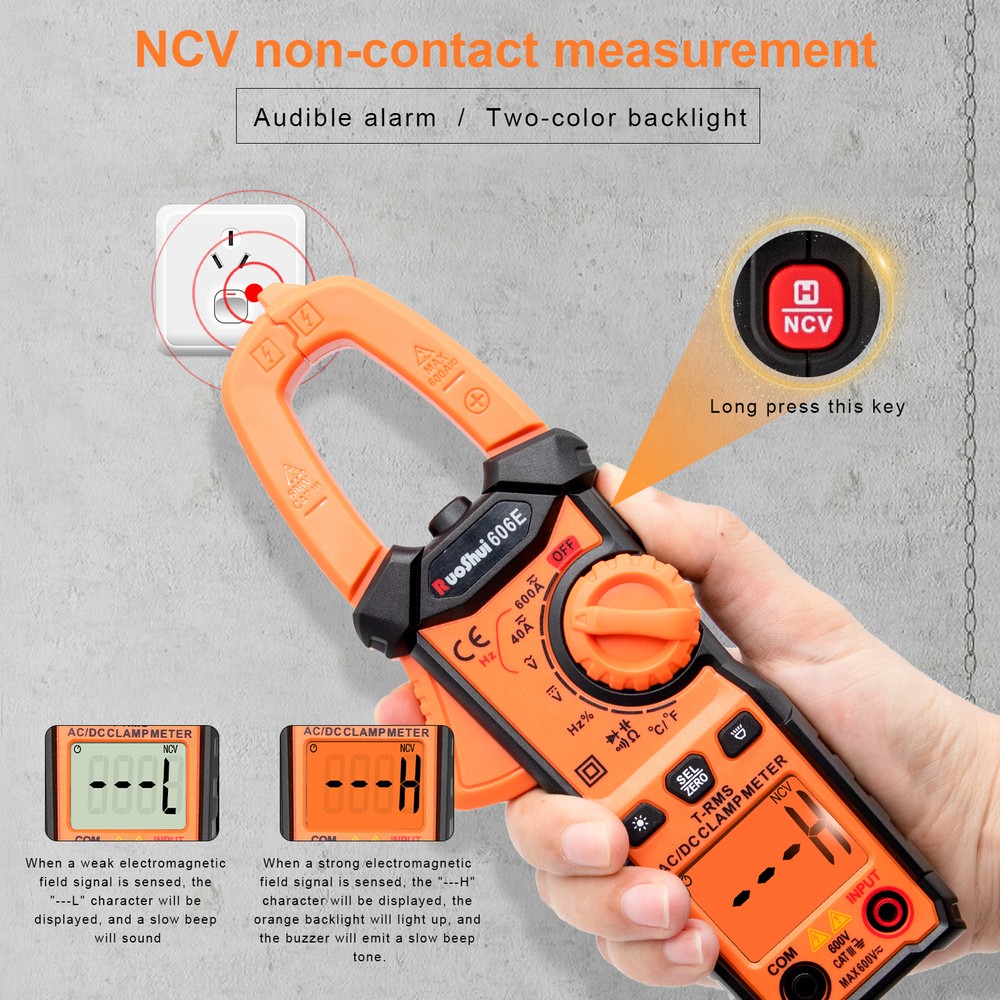 Digital Multimeter Tester AC DC Volt Amp Clamp Meter Auto Range LCD Handheld