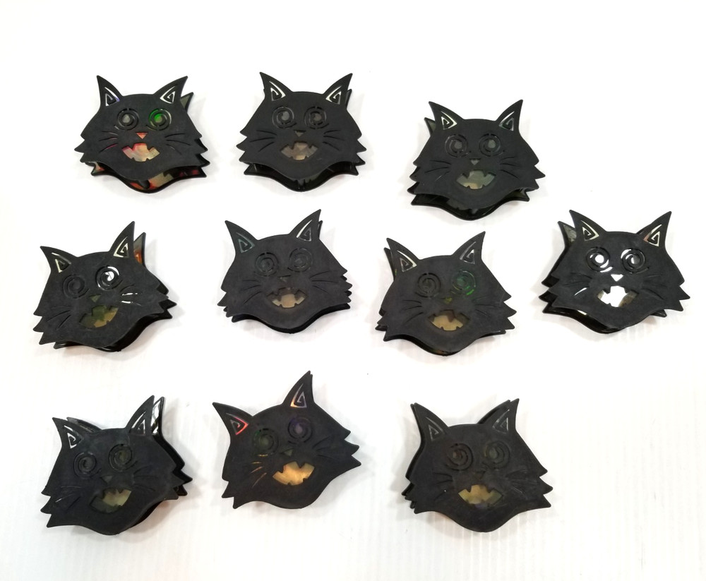 Set of 10 Halloween Solid Black Cat String Light Plastic Covers Only