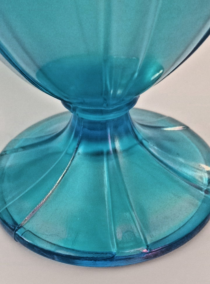 Fenton Celeste Blue Iridized Stretch Glass #1 Pound Footed Candy Jar Bottom