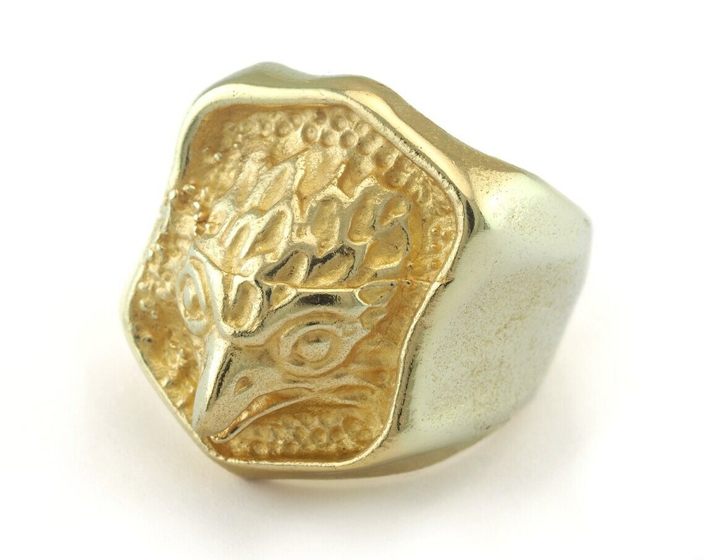 Owl Bird Adjustable Ring Raw brass (19mm 9US inner size) 3219