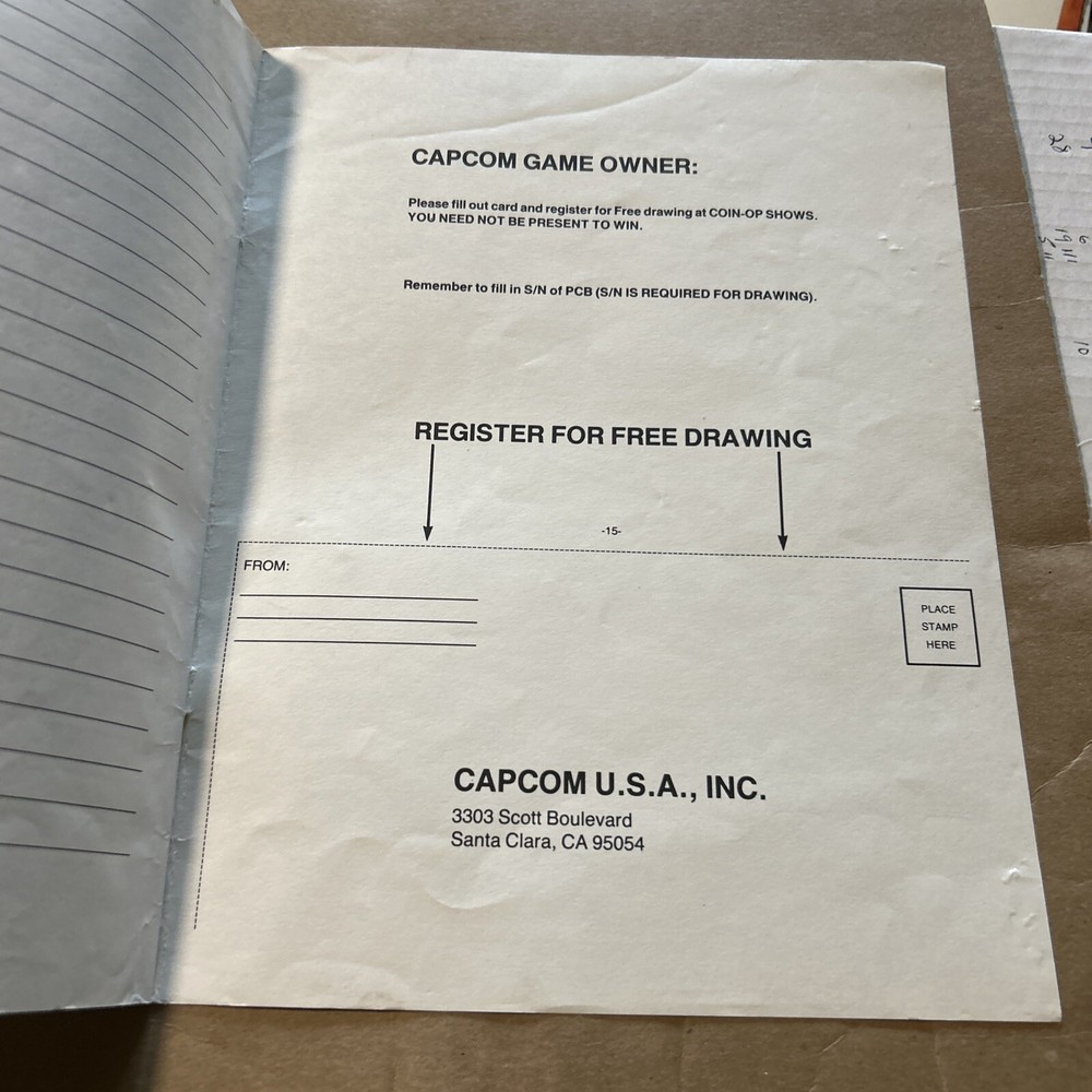 Original Magic Sword Capcom Arcade Video Game owners manual
