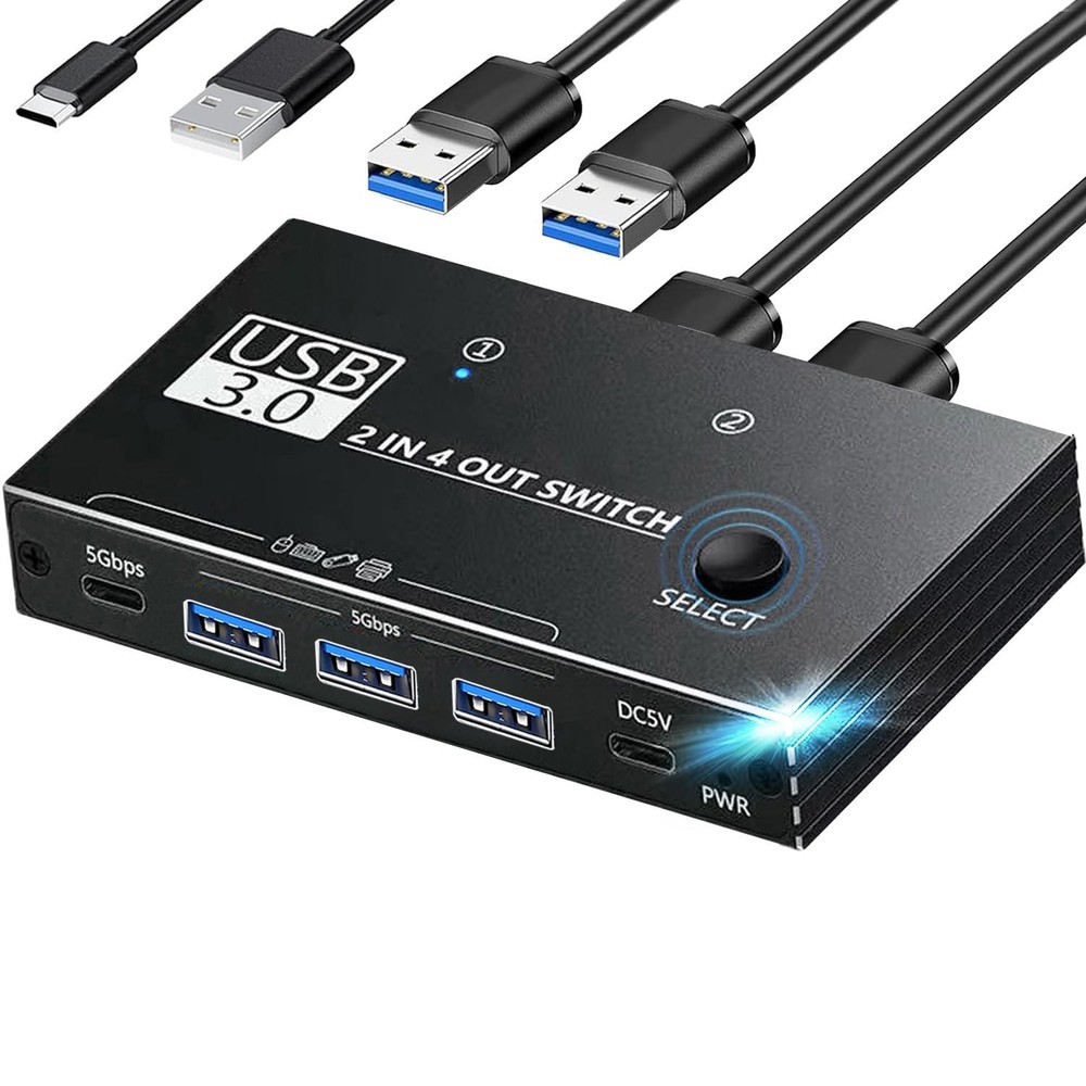 USB 3.0 Switch Selector,USB Switcher 2 Computers Sharing 3X Type A and 1x USB...