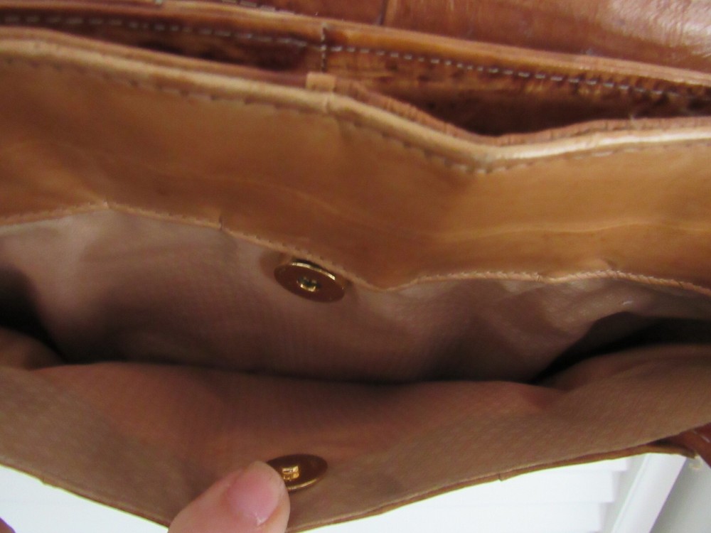 EELSKIN PURSE - TAN - VINTAGE - SHOULDER STRAP - MULTI COMPARTMENT -