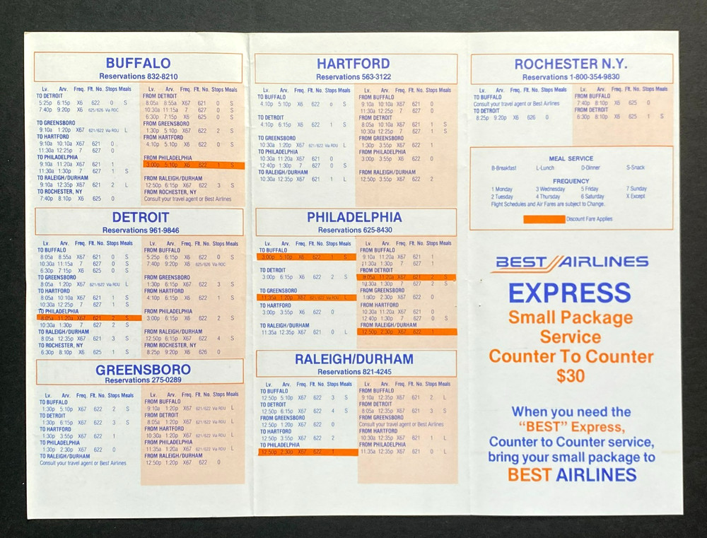 Best Airlines Timetable Effective May 15, 1983
