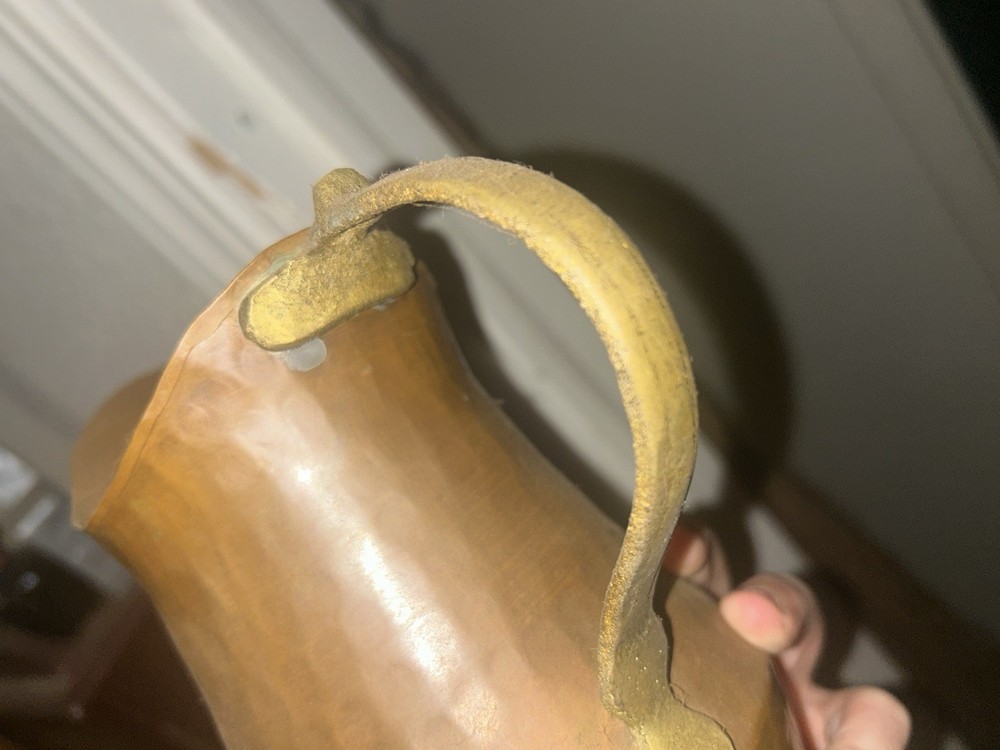 Hand hammered Copper Water Pitcher With brass Handle