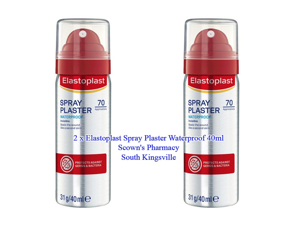 2 x Elastoplast First Aid Spray Plaster Waterproof Seals The Wound 40ml