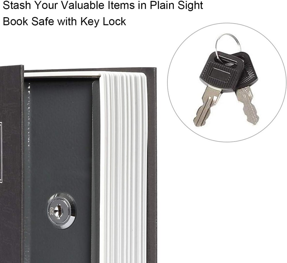 Compact Metal Book Safe: Secure Key Lock Box Hidden Inside a Classic Dictionary