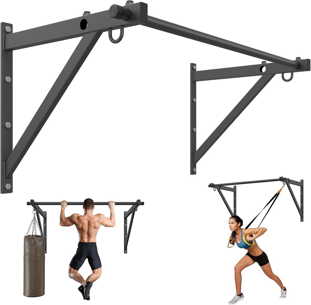 Adjustable Wall-Mounted Pull-Up Bar - 500LBS Capacity for Home Gym