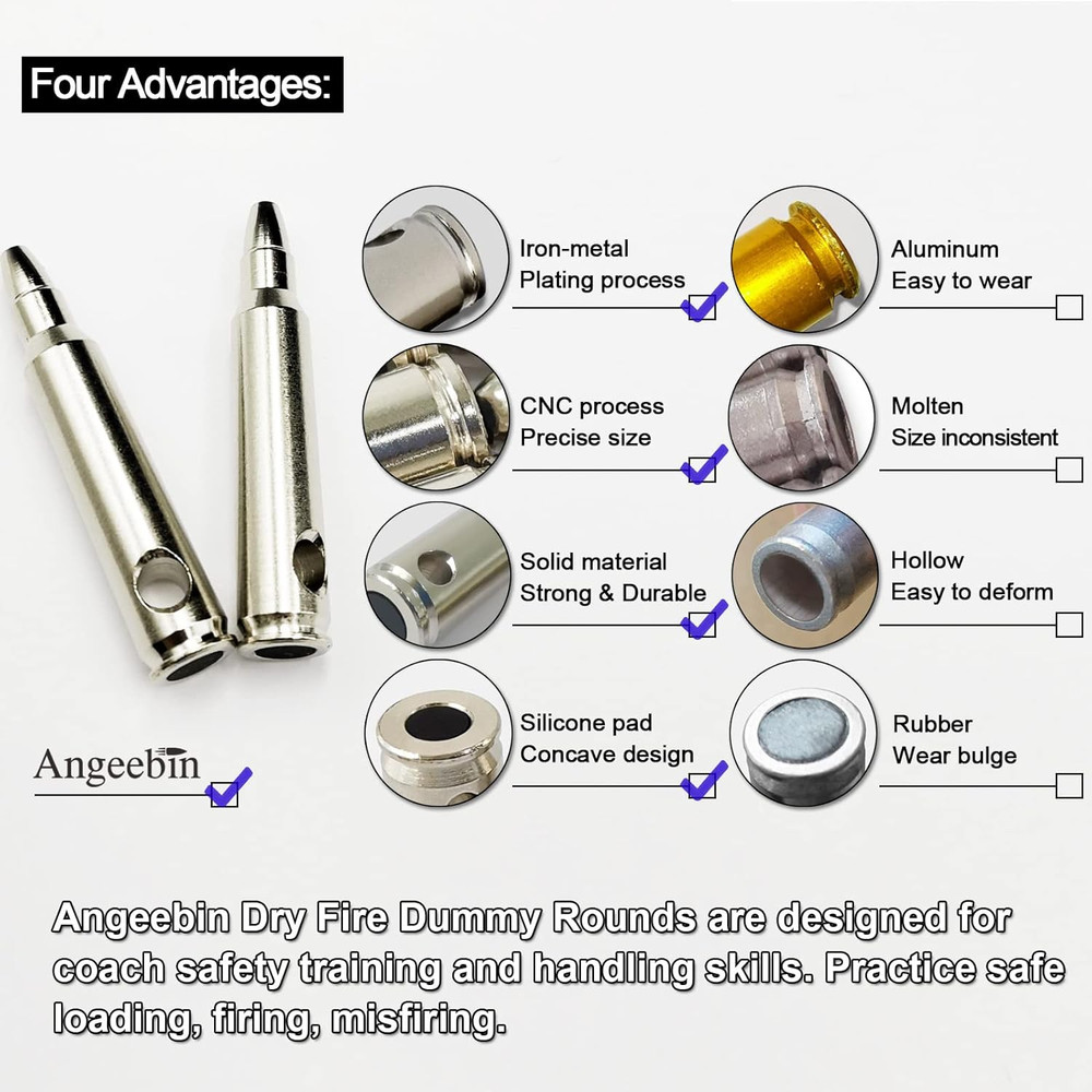 Training Snap Caps for Dry Fire Training Dummy Rounds Practice Safe Loading Firi