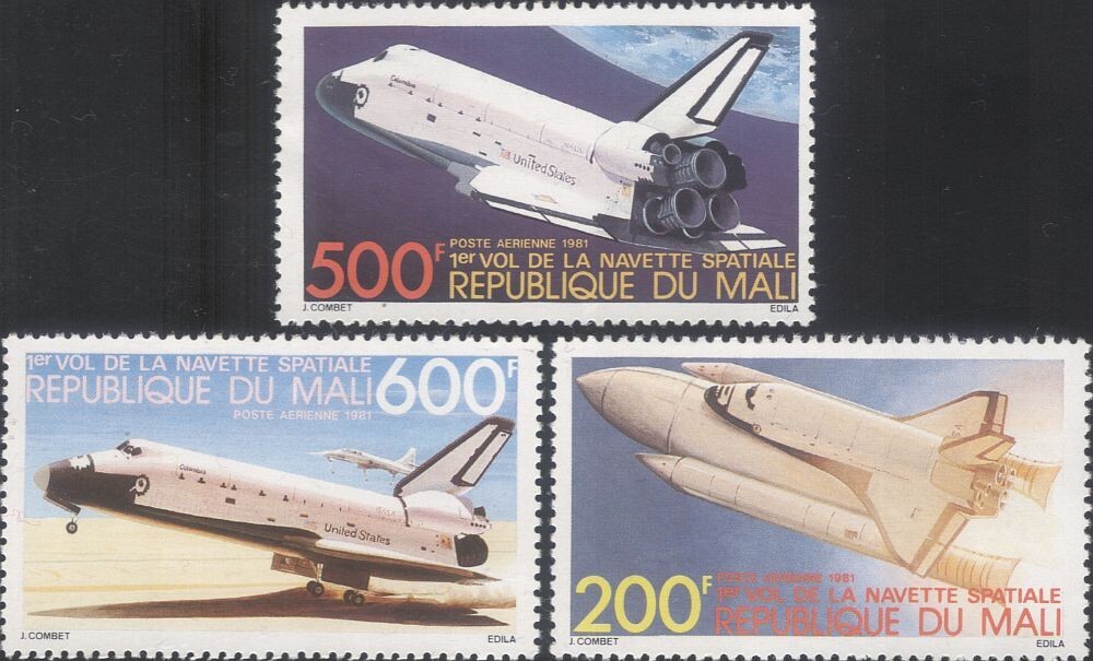 Mali 1981 Space/Shuttle/Transport/Science/Research/Rocket 3v set (s1010a)