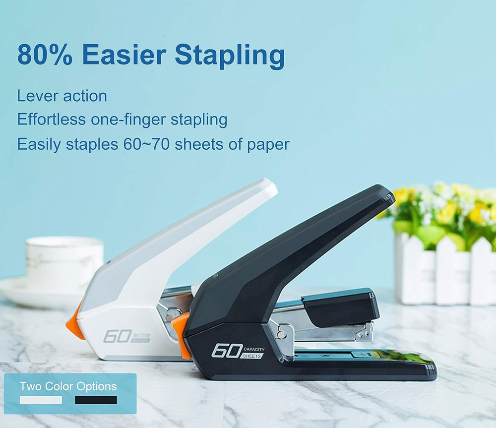 Heavy Duty Stapler, One Touch Stapling, 60 Sheet Capacity, Includes 2000 Staples