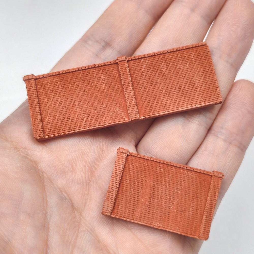 N Scale Brick Wall Set 2PCS Modular Red Fence Diorama Building Scenery