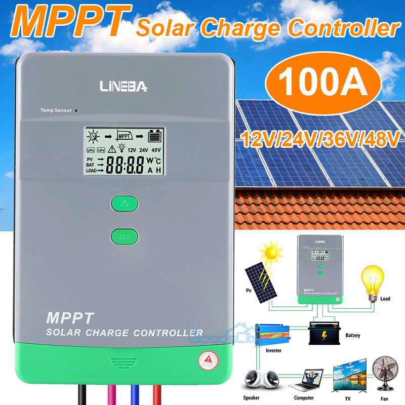 5200W 12/24/36/48V 100A MPPT Solar Charge Controller Panel Battery PV Regulator