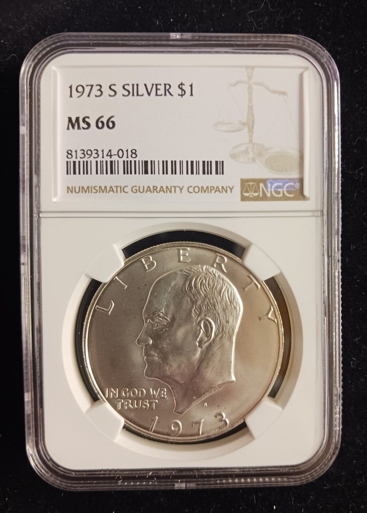 1973(S) Silver $1 NGC MS 66 Ike Dollar Coin