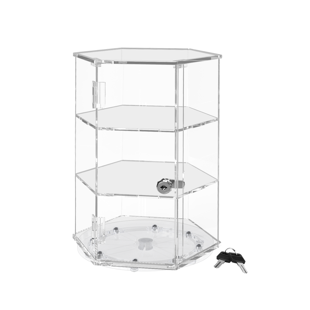 Spinning Acrylic Display Cabinet Clear Retail Locking Showcase