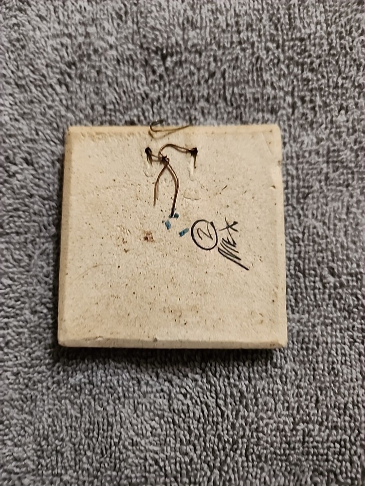 Glazed Pottery Ceramic Small Tile Elephant Animal Figure Signed Mex 2.5"