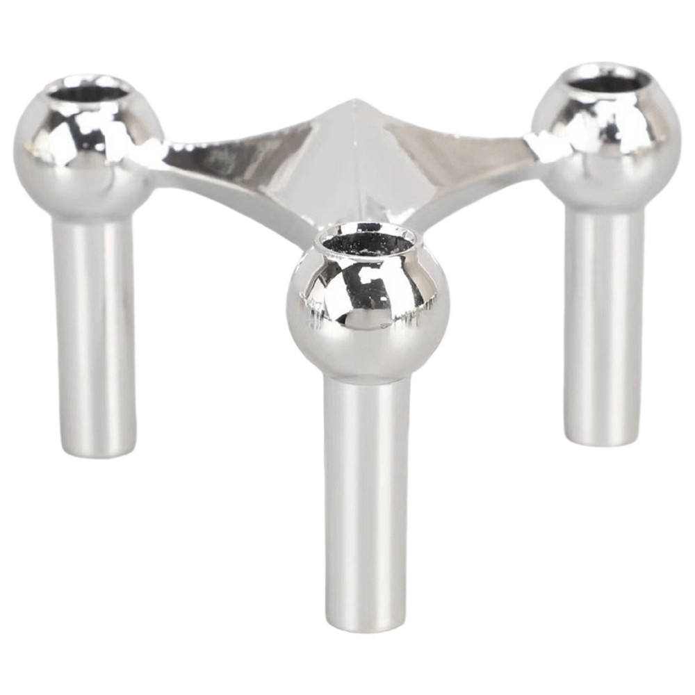 Metal Molecular Structure Candle Holder Silver Candlestick Centerpiece9359