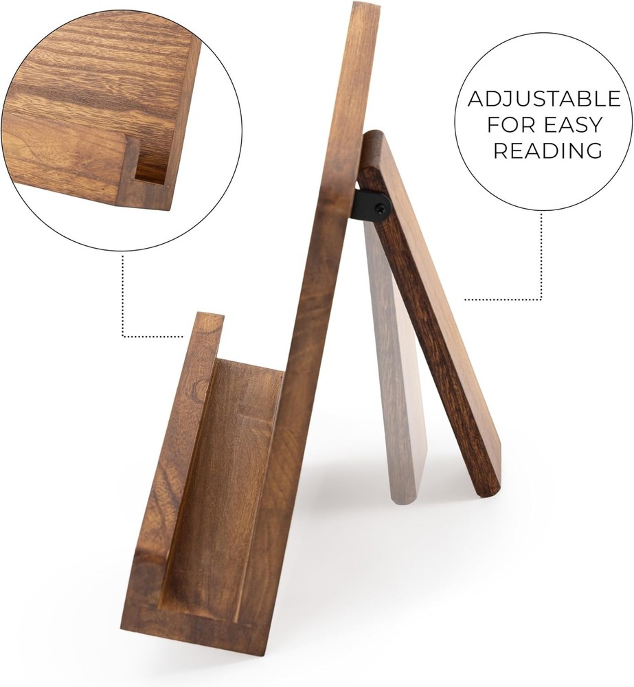 Beautiful Cookbook Stand for Your Kitchen Counter - Solid Wood Stand Easily Keep
