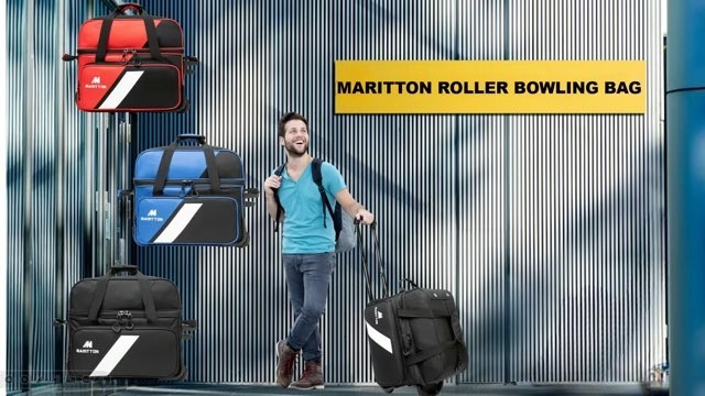 Double Roller Bowling Bag with Wheels, 2 Ball Capacity, Shoe Compartment & Acces