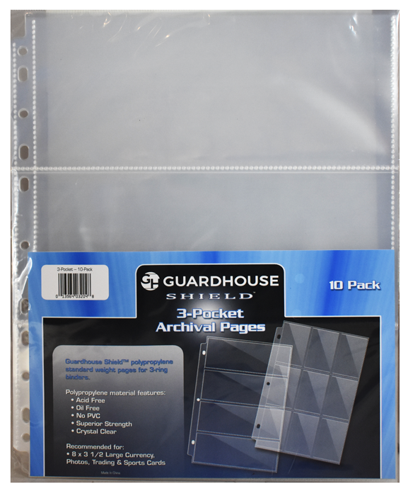 Guardhouse Shield 3 Pocket Archival (10 pack) Polypropylene Pages