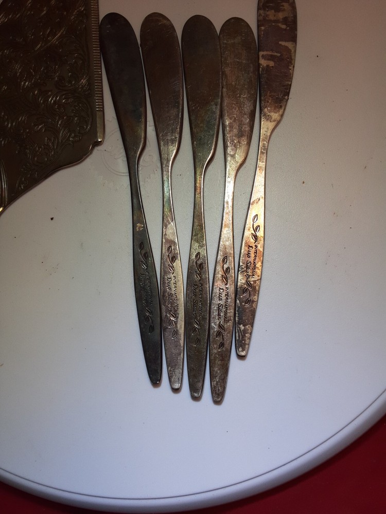 Vintage Silver Plated Cake Server small tiny butter knives (5) Lot