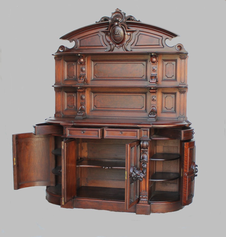 American Victorian Walnut Huntboard Sideboard Buffet - original finish