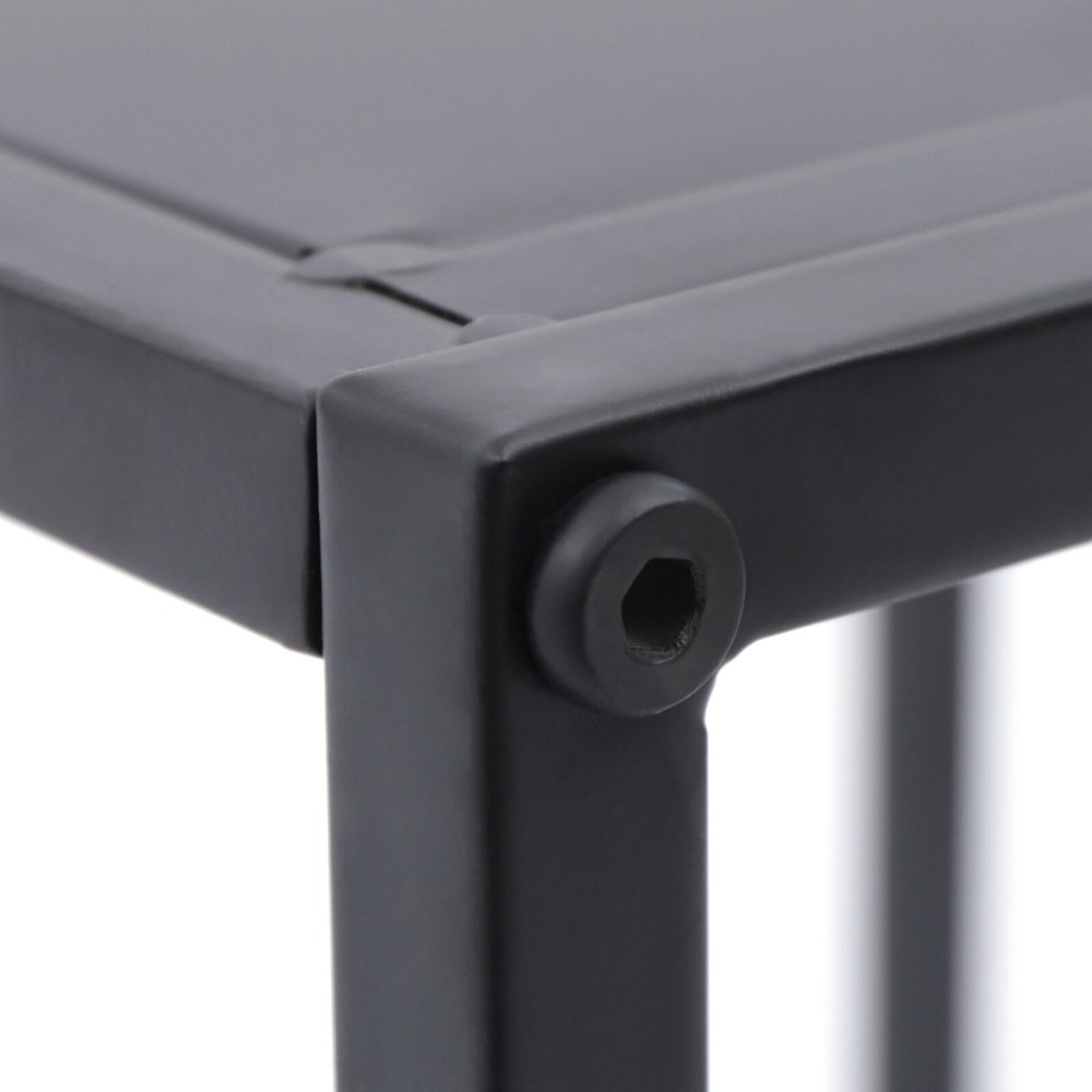2pc Modern Metal Coffee Table Tray Square Side/End Table Office Home Matt Black