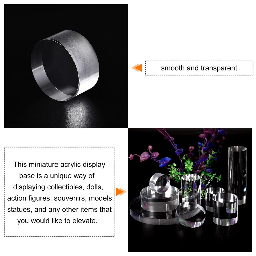 Clear Acrylic Solid Cylinder Round Display Riser, 0.8 Inches x 1.6 Inches