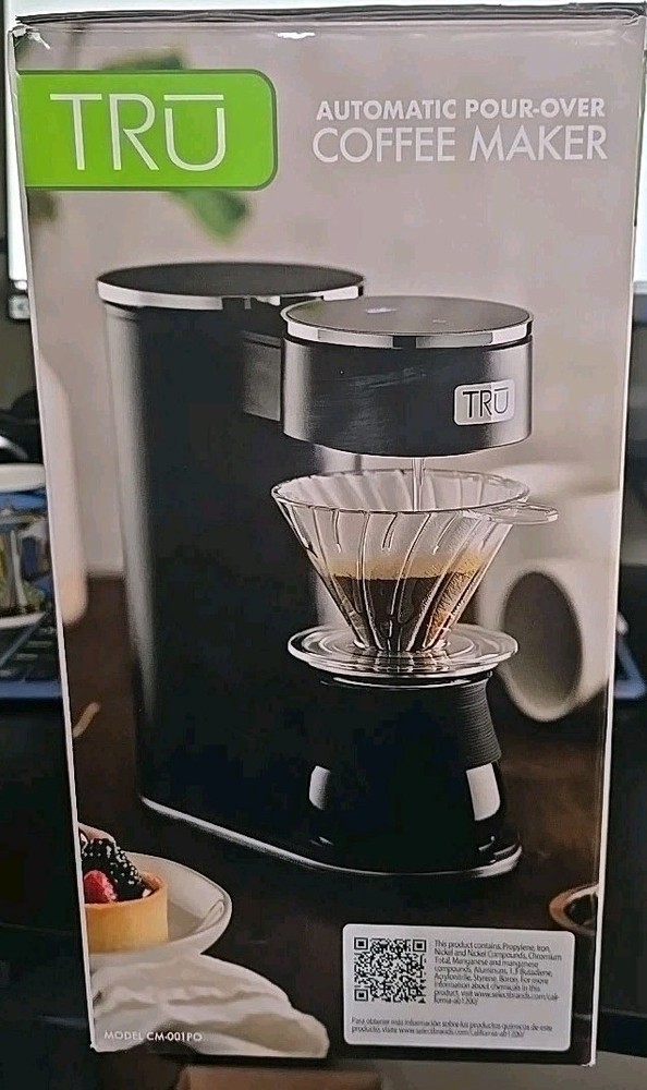 TRU Automatic Pour Over Coffee Maker with Digital Controls Plastic Cone Dripper
