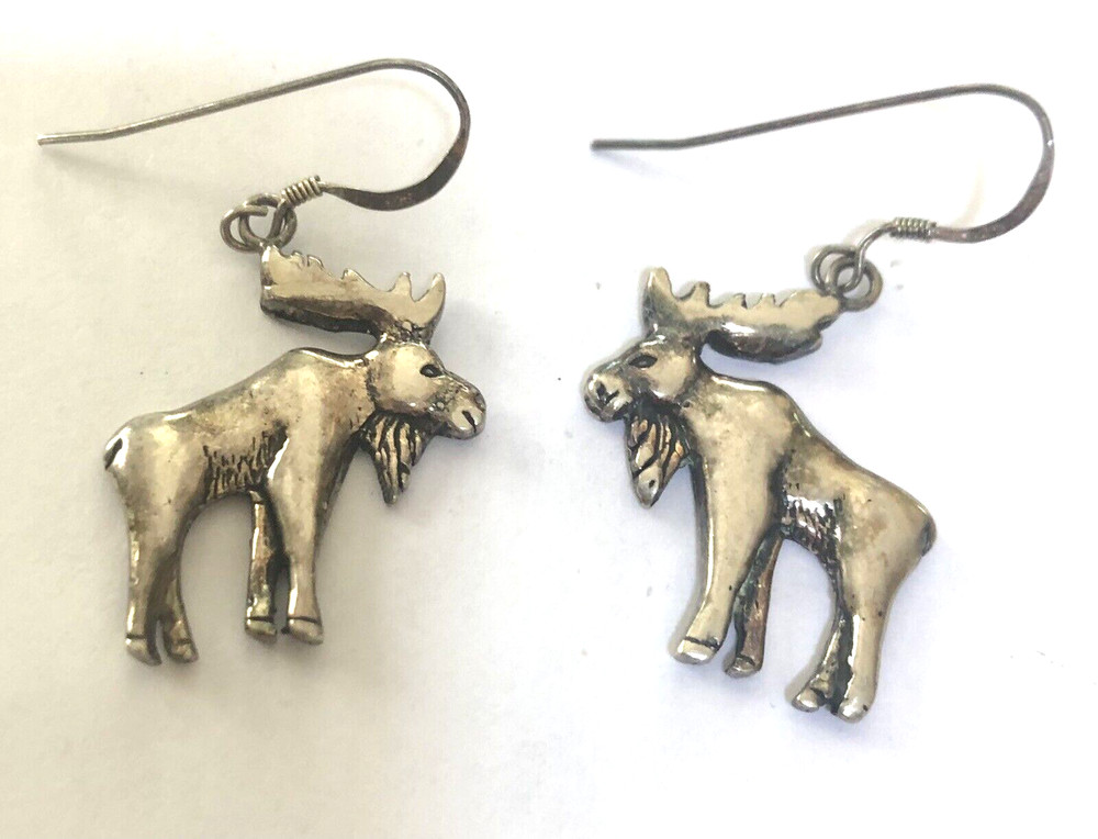 GS Sterling Silver MOOSE Drop Earrings
