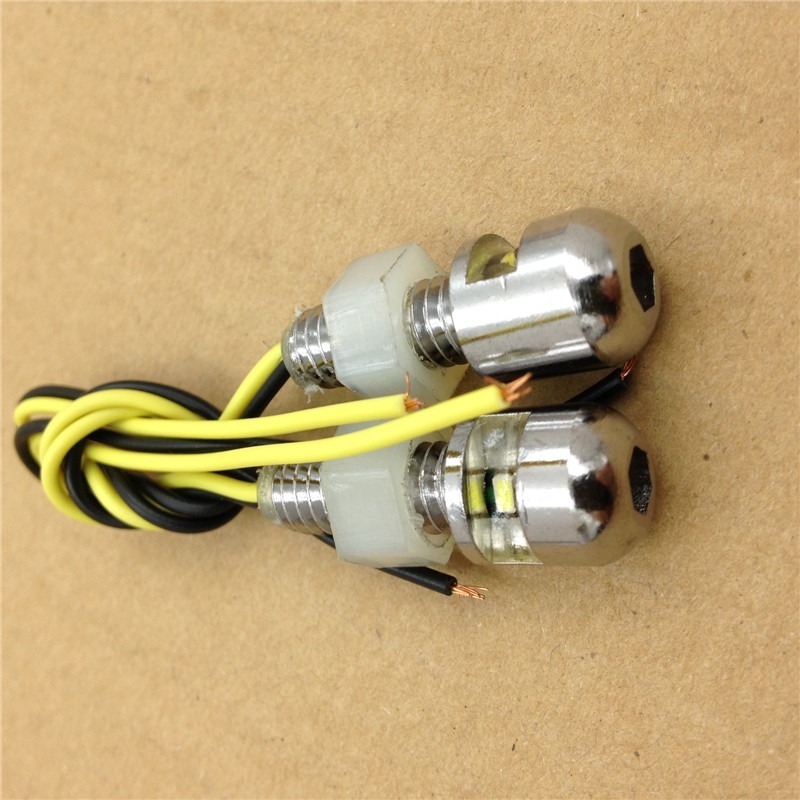 HTTMT Motorcycle Chrome Universal LED License Tag Plate Bolt Light