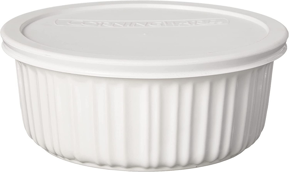 French White 7-Pc Ceramic Bakeware Set with Lids - Chip Resistant & Versatile