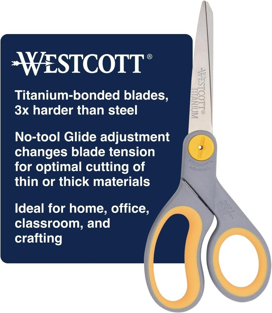 Durable 8-Inch Titanium Scissors - Ergonomic Design & Adjustable Glide Feature