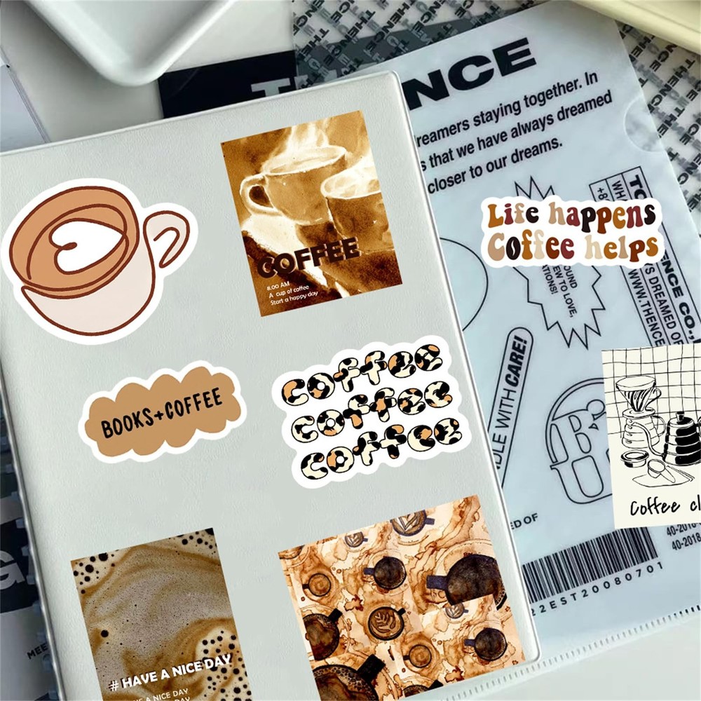 50 Pcs Coffee Motivation Stickers Aesthetic Coffees Theme
