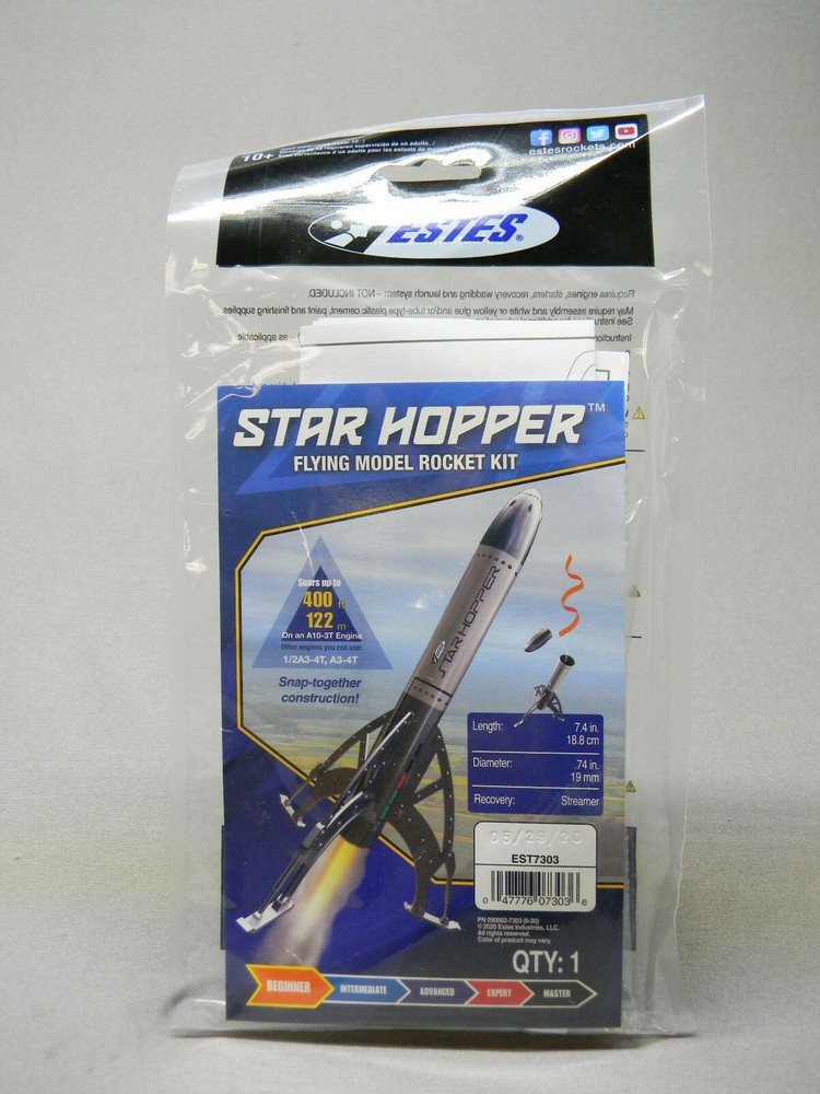 ESTES STAR HOPPER  FLYING MODEL ROCKET KIT skill level beginner EST7303 7303 NEW