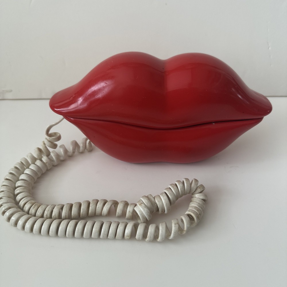 TeleQuest Red 1984 Hot Lips Push Button Phone Landline Untested