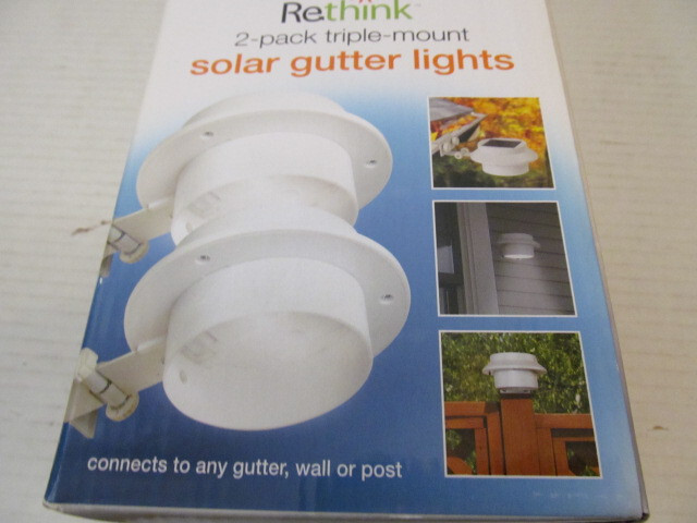 Rethink 2-Pack Triple-Mount Solar Gutter Lights, Super-Bright LEDs, White