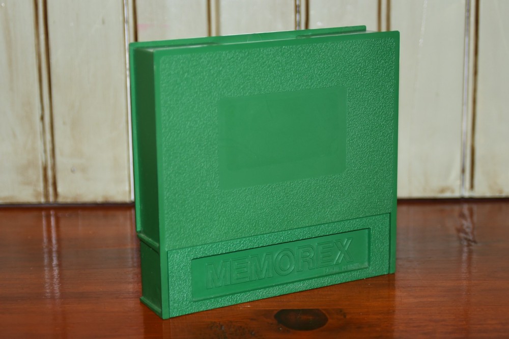 Vintage MEMOREX 5.25 Floppy Disk Computer Software Storage Box Case Green