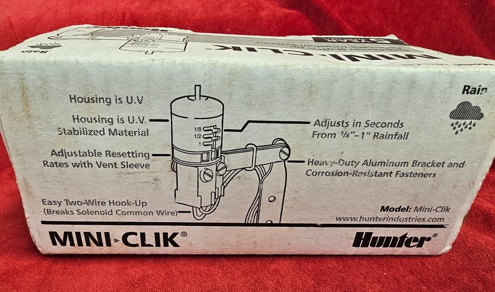Hunter Mini Click Rain Sensor Shutoff for Automatic Irrigation with Bracket