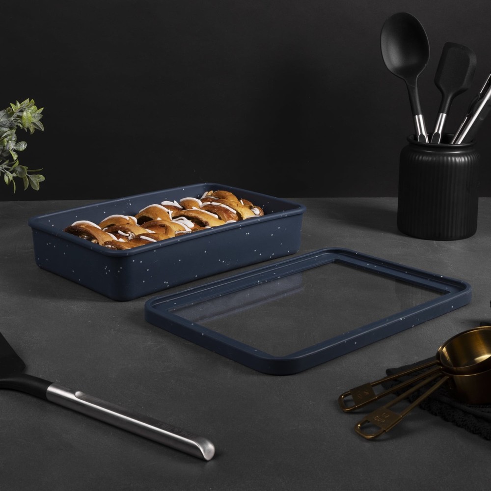 Thyme & Table 9" x 13" Silicone Baking Dish & Lid Set - Atlantic Blue