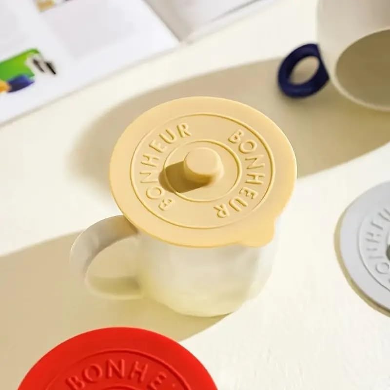 4 Pack Silicone Cup Lids, 10cm Reusable Stretchable Drink Covers - Universal Dus