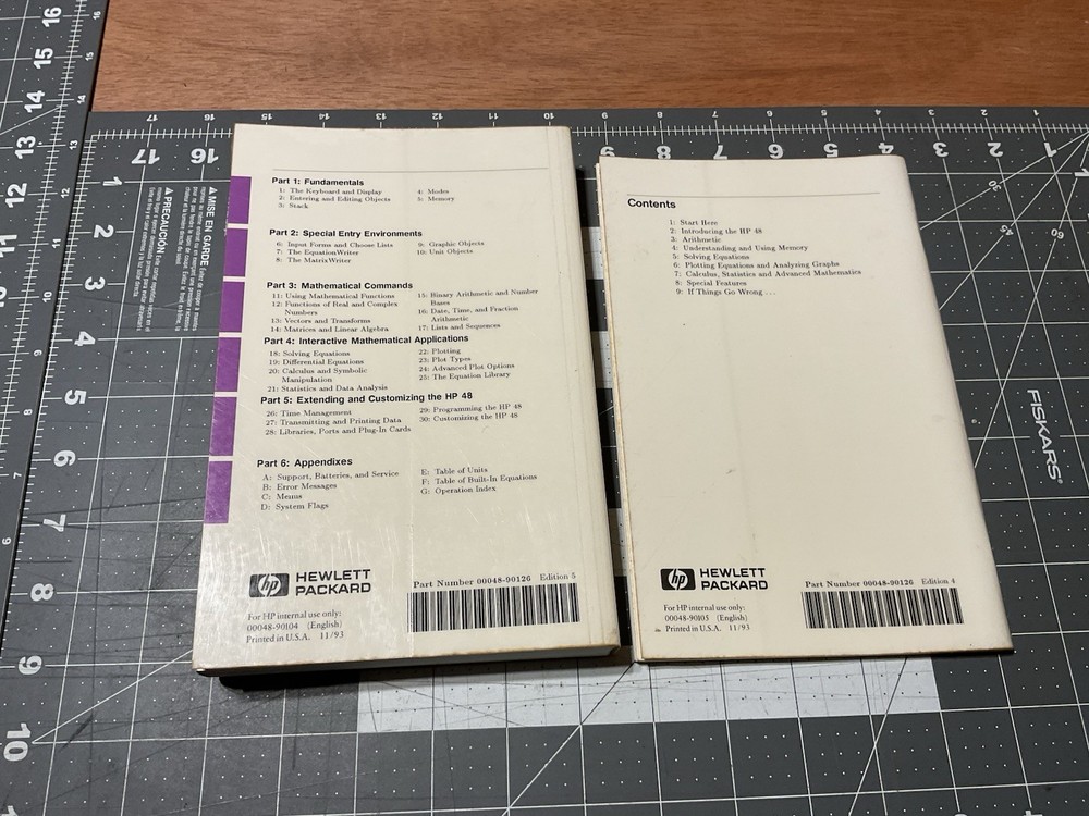 Hewlett-Packard HP 48G Series Calculator User's Guide, Quick Start Guide, 1993