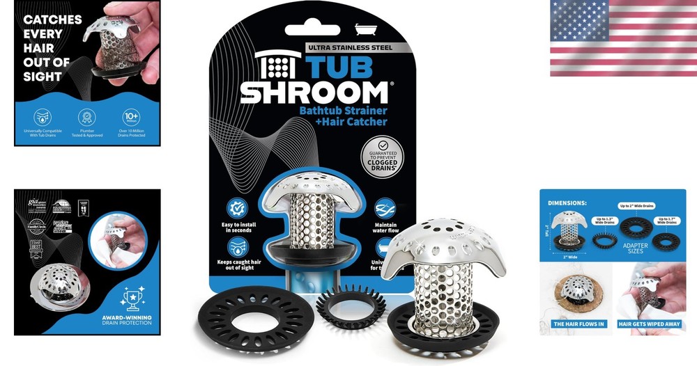 Compact Stainless Steel Drain Protector with 4 Adapters - Zero Clogs Guaranteed!