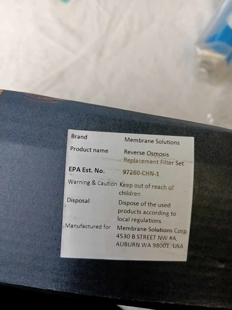 Membrane Solutions 97260-CHN-1 Reverse Osmosis Replacement Filter Set *Bent Box*