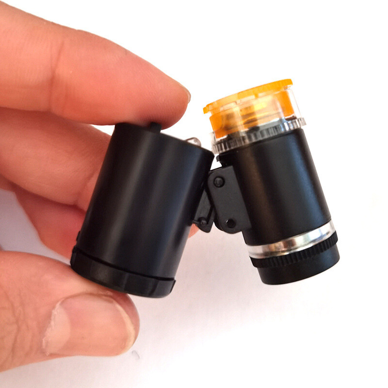 60X Black LED UV Light Illuminated Pocket Microscope Loupe Magnifier document