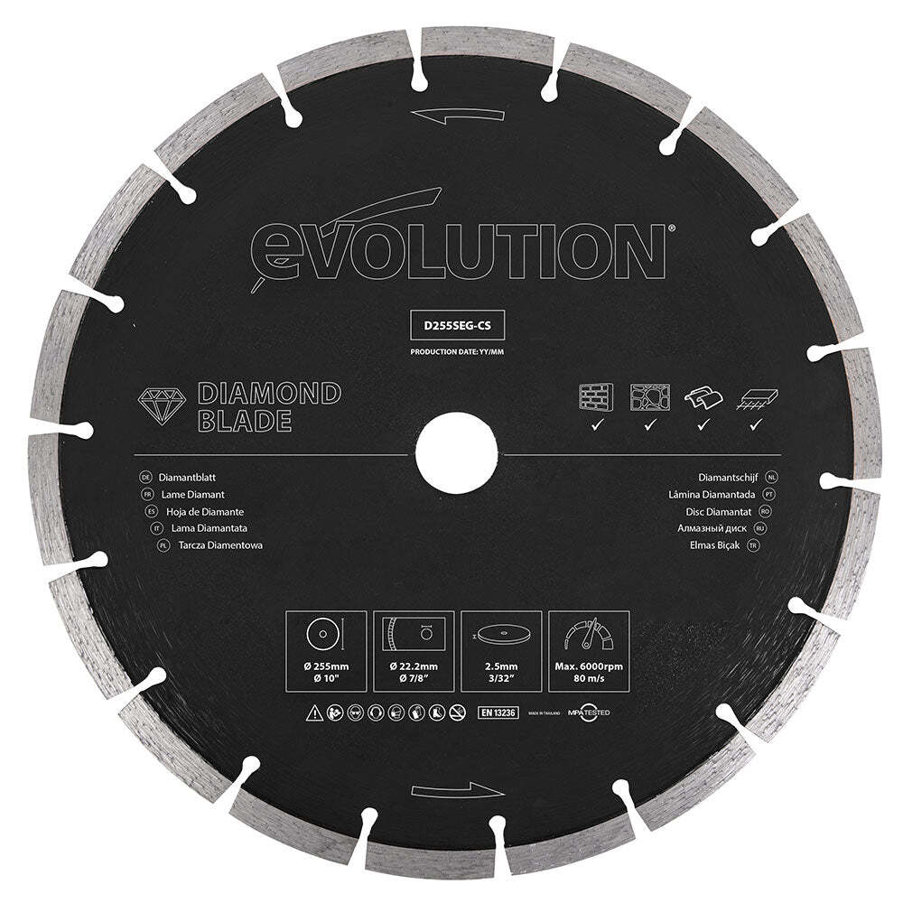 Evolution D255SEG-CS Segmented Edge Diamond Saw Blade, 10 Inch