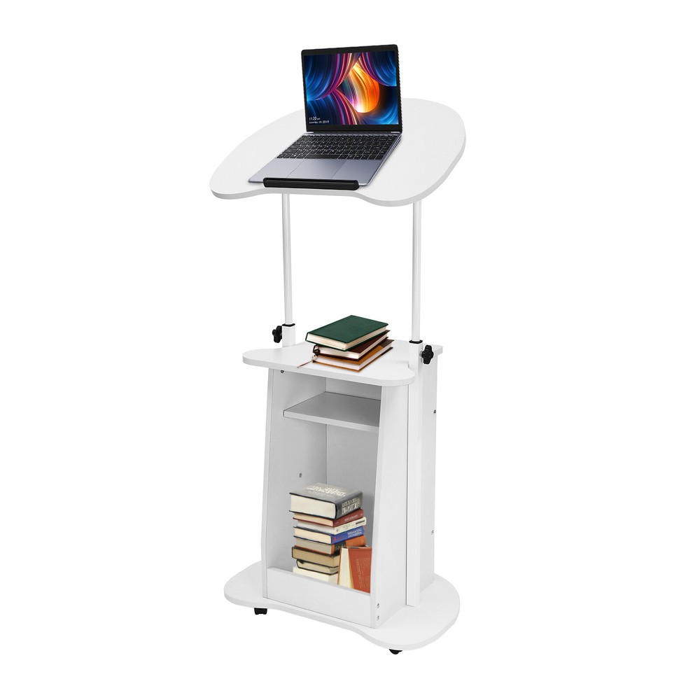 Height Adjustable Mobile Presentation Stand - Versatile Sit-to-Stand Desk